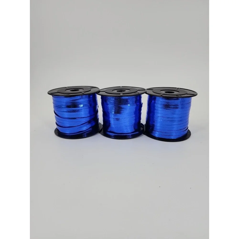 6 Pack Metallic Curling‎ Ribbon Spools Royal Blue and Silver Gift Wrap Balloon